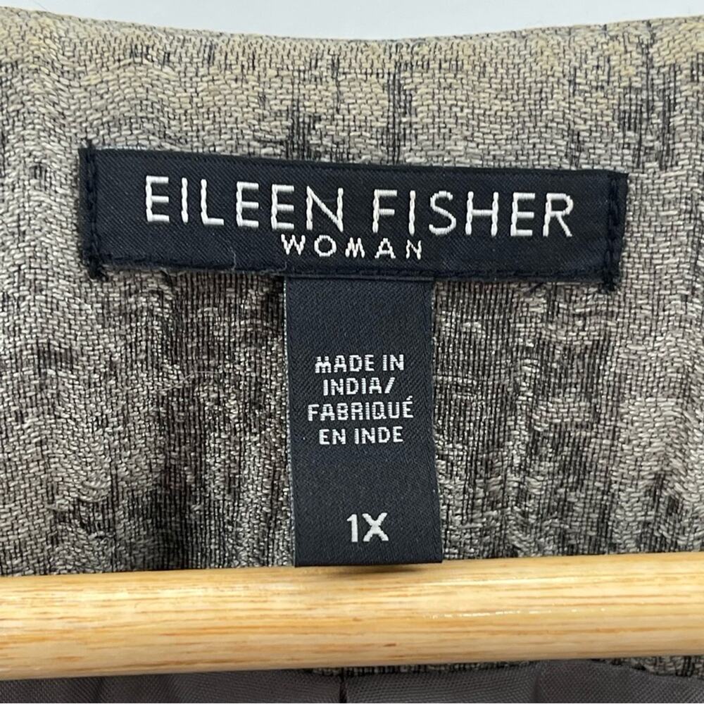 Eileen Fischer Rye Mirage Crinkle Jacquard Silk Cotton Blend Jacket Blazer 1X - Picture 10 of 11